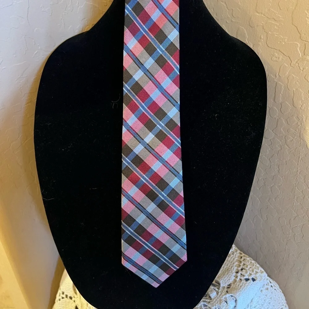 Buffalo David Bitton Mens Plaid Silk Skinny Tie